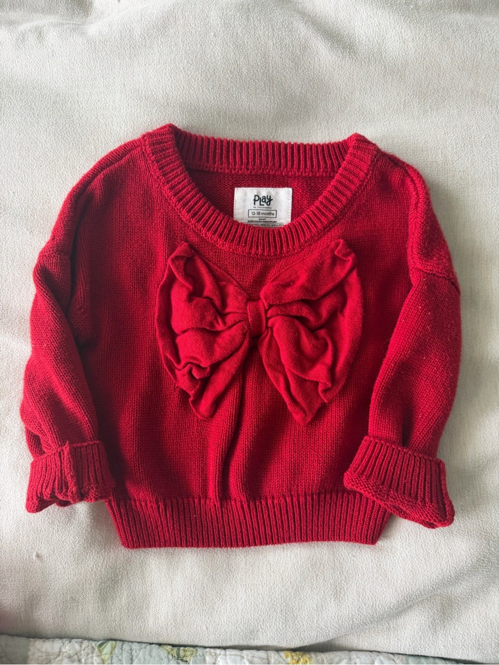 Little Sleepies Red Bow Sweater Top